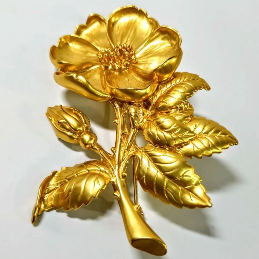 KENZO 金色花ブローチ