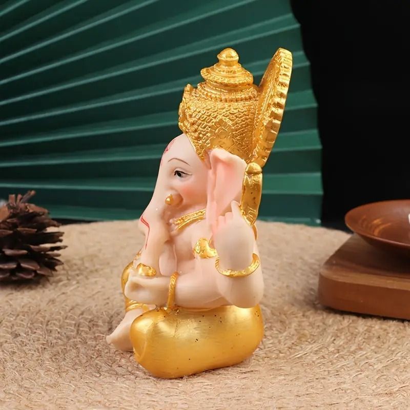 ガネーシャ 置物 オブジェ 金色 ゴールド 豪華 神 彫刻 開運