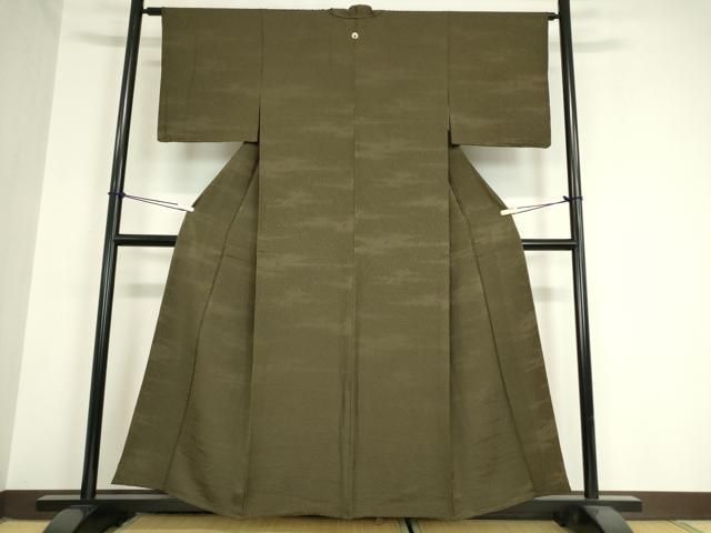 平和屋着物 上質な色無地 単衣 石畳地紋 涅色 正絹 DAAV5981az