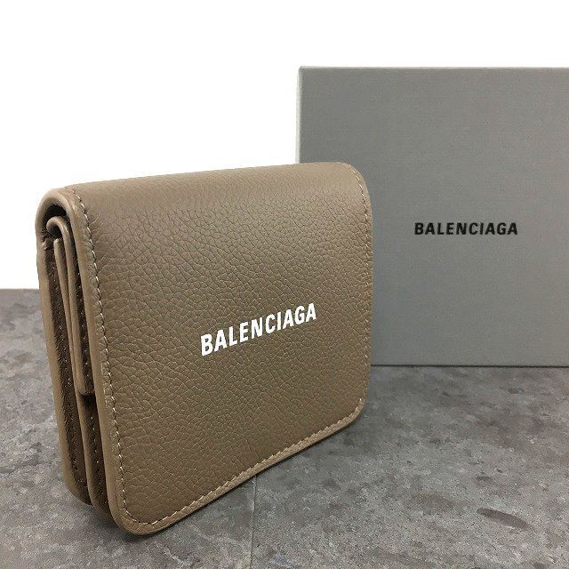 239 み BALENCIAGA コンパクトウォレット 594216 グレージュ