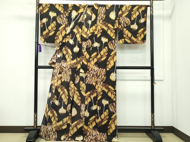 平和屋本店□極上 夏物 撫松庵 小紋・浴衣兼用 セオアルファ 草花文