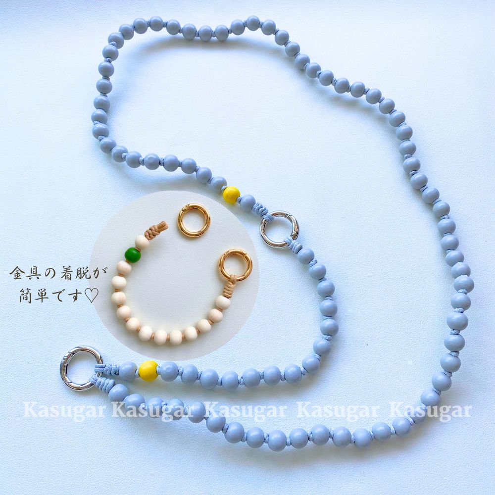 Caramel3WAYウッド ビーズ スマホ ショルダー リスト ストラップ DUSK☆3WAY☆ウッド ビーズ スマホ ショルダー ネック ハンド