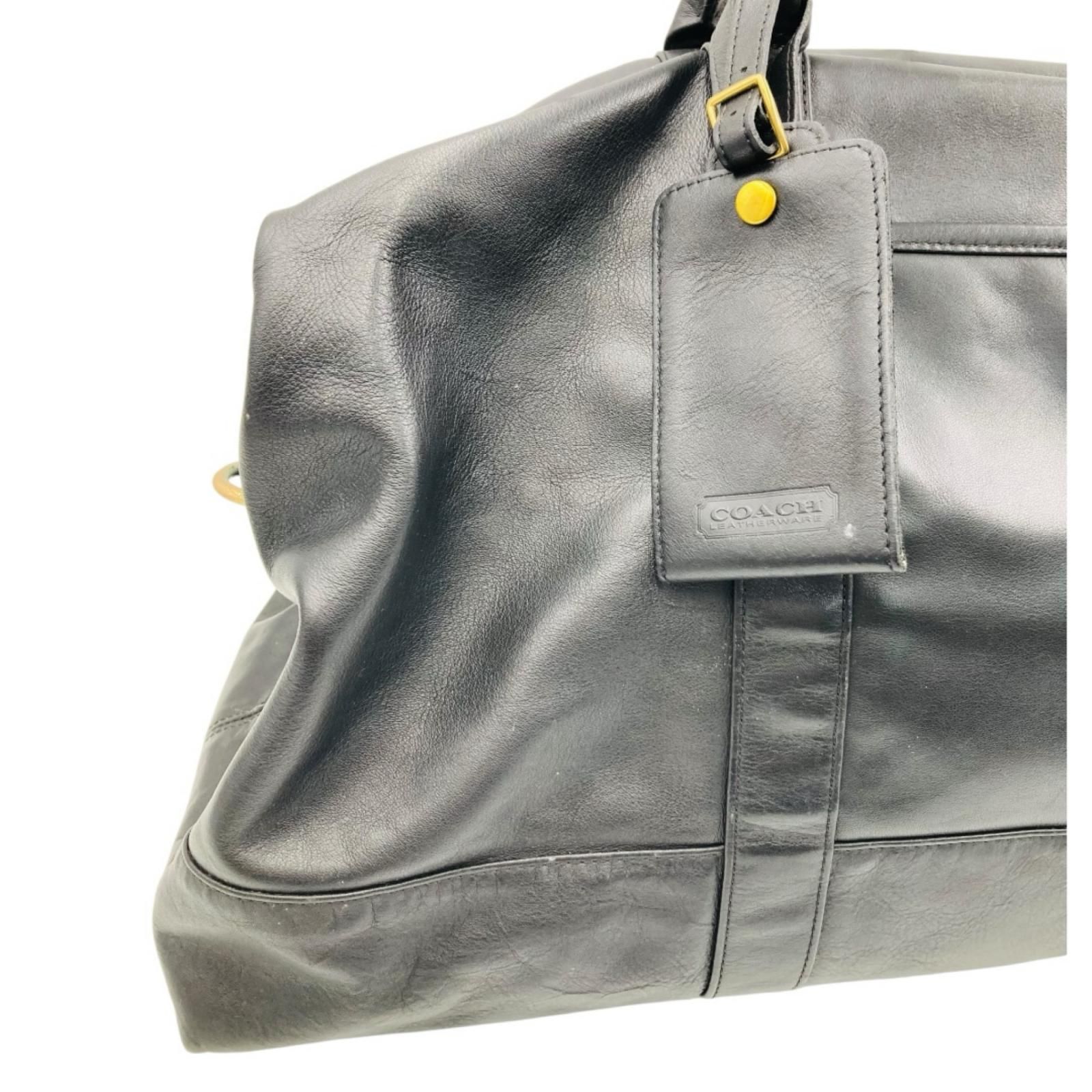 コーチ ボストンバッグ ショルダー レザー ブラック 2way - メルカリ