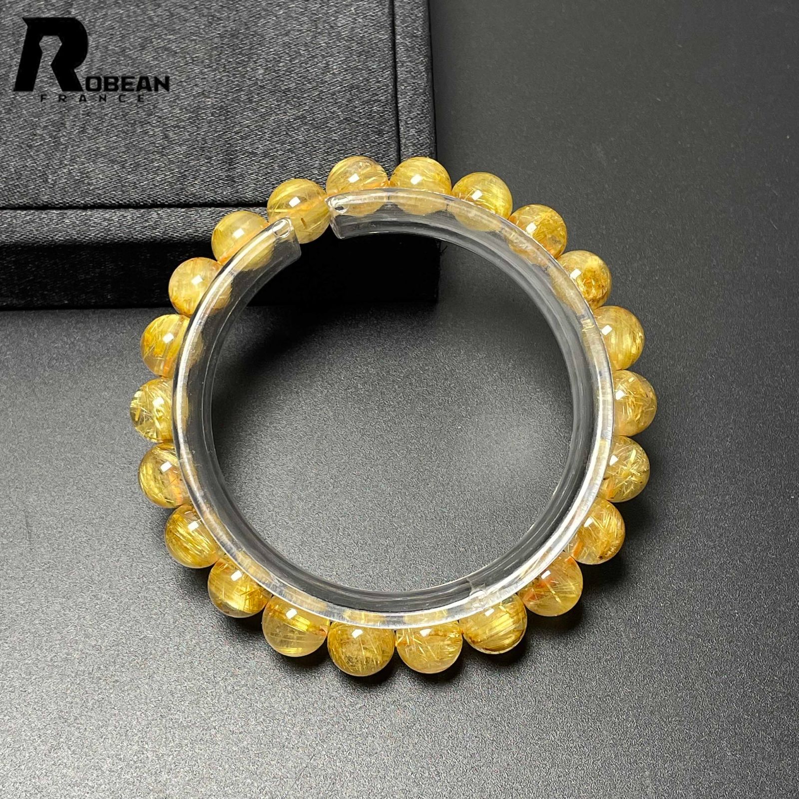 EU製 定価13万円 ROBEAN ! 満針ルチルクォーツ ブレスレット パワーストーン 天然石 金運 お守り ギフト プレゼント 8.9-9.2mm M0423034