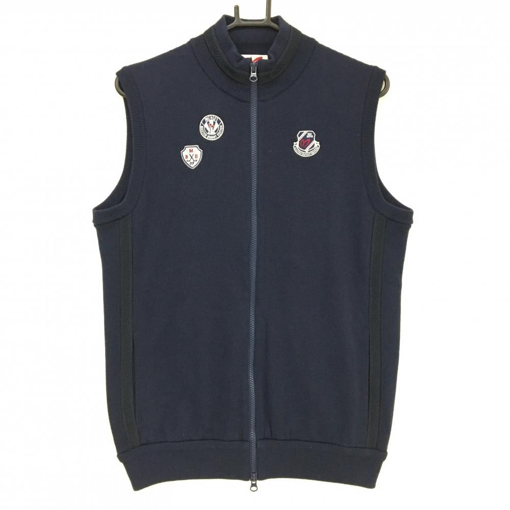 カラー 超 マスターバニー ニットジップベスト ネイビー 複数ワッペン メンズ 5 L ゴルフウェア MASTER BUNNY EDITION 最大75％割引！