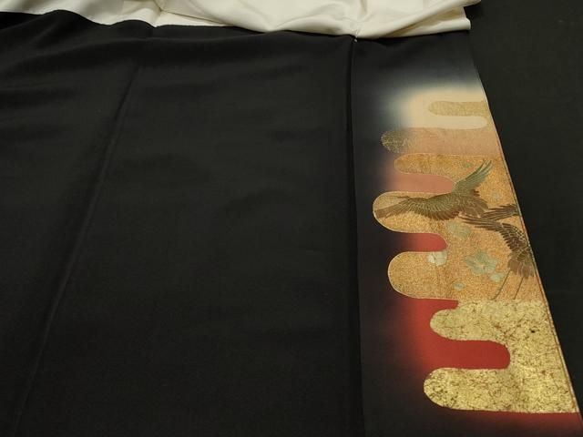 平和屋着物□豪華黒留袖 作家物 螺鈿 群鶴文 暈し染め 金彩 正絹
