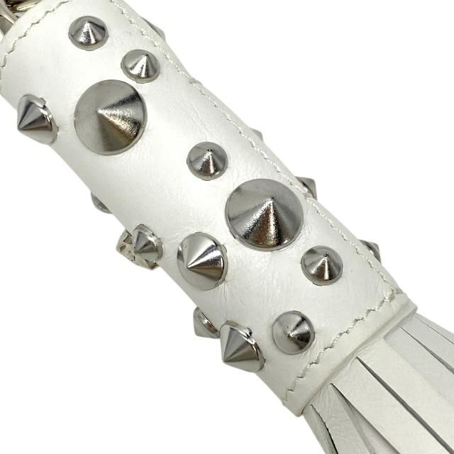 【特売セール】 ヴェルサーチ 1A07090 タッセル バッグチャーム キーホルダー スタッズ メデューサ ホワイト シルバー VERSACE レディース 感 人気デザイン 上品