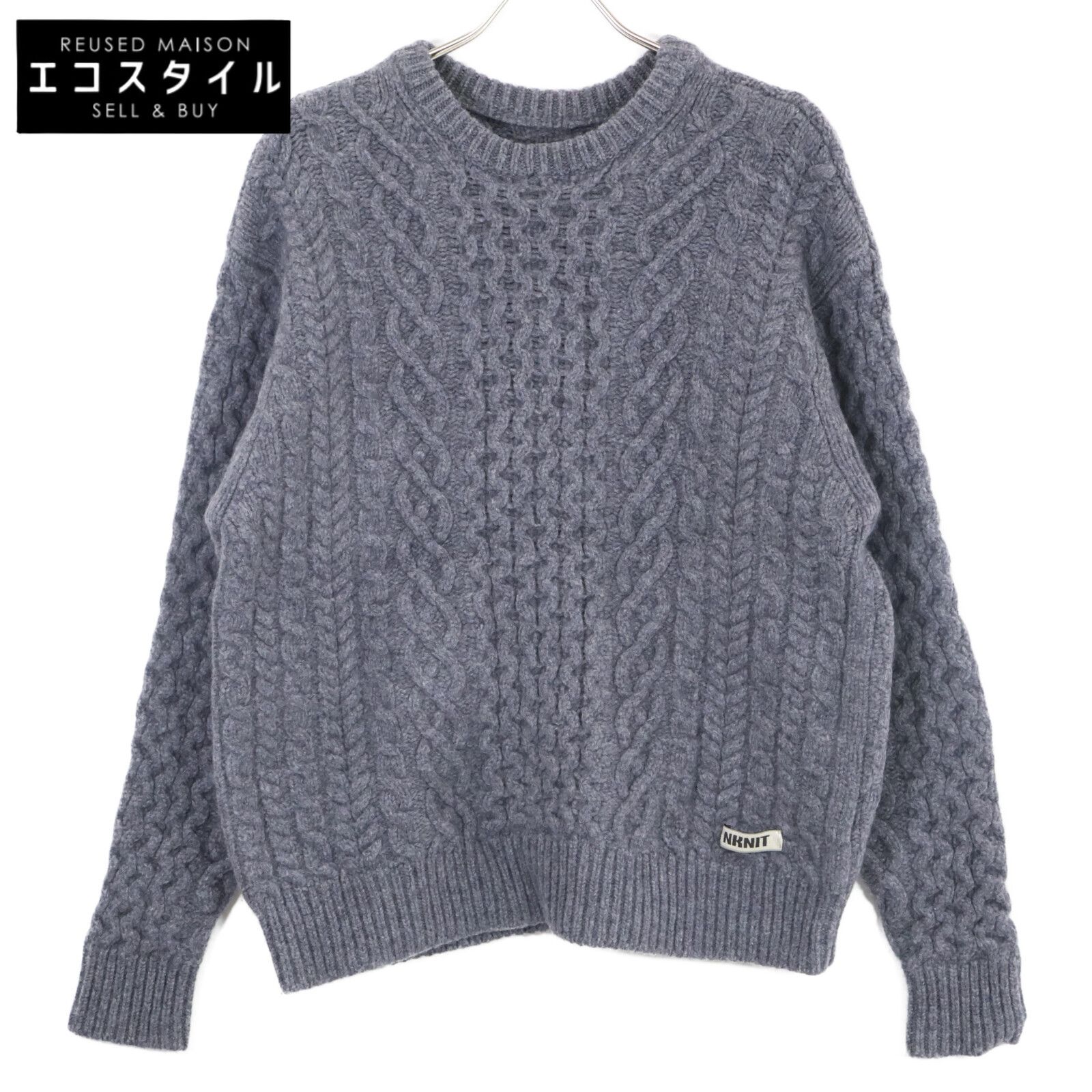 NKNIT ンニット 24AWｰN104 ｸﾞﾚｰ ﾊｰﾄﾌﾟﾙｵｰﾊﾞｰﾆｯﾄ O