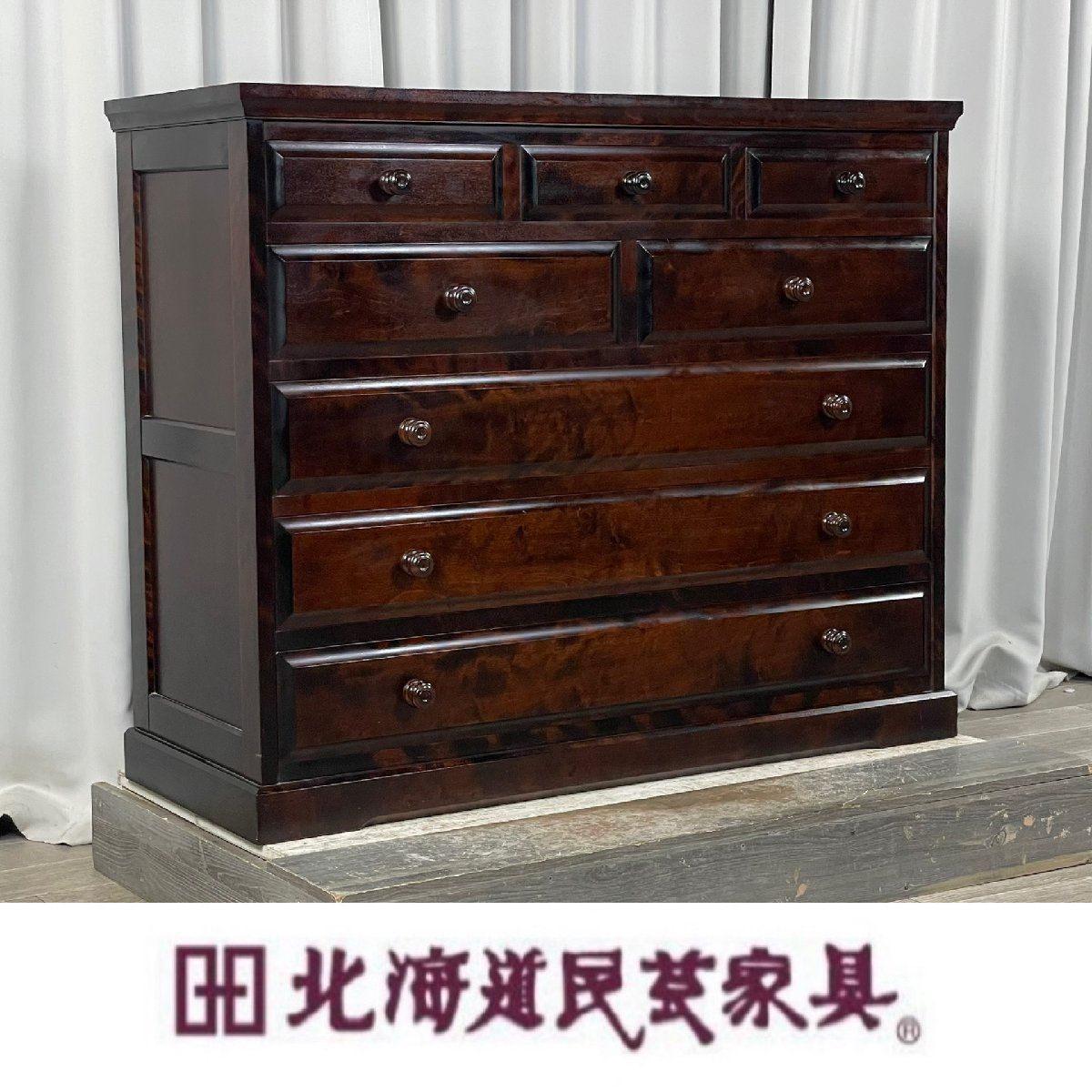 XC17 北海道民芸 家具 樺材 5段 チェスト 整理タンス 収納家具/神奈川  