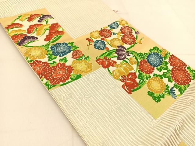 人気，新作登場 平和屋着物▼明綴れ　太鼓柄袋帯　花鳥唐草文　金糸　正絹　逸品　CAAX6817vp