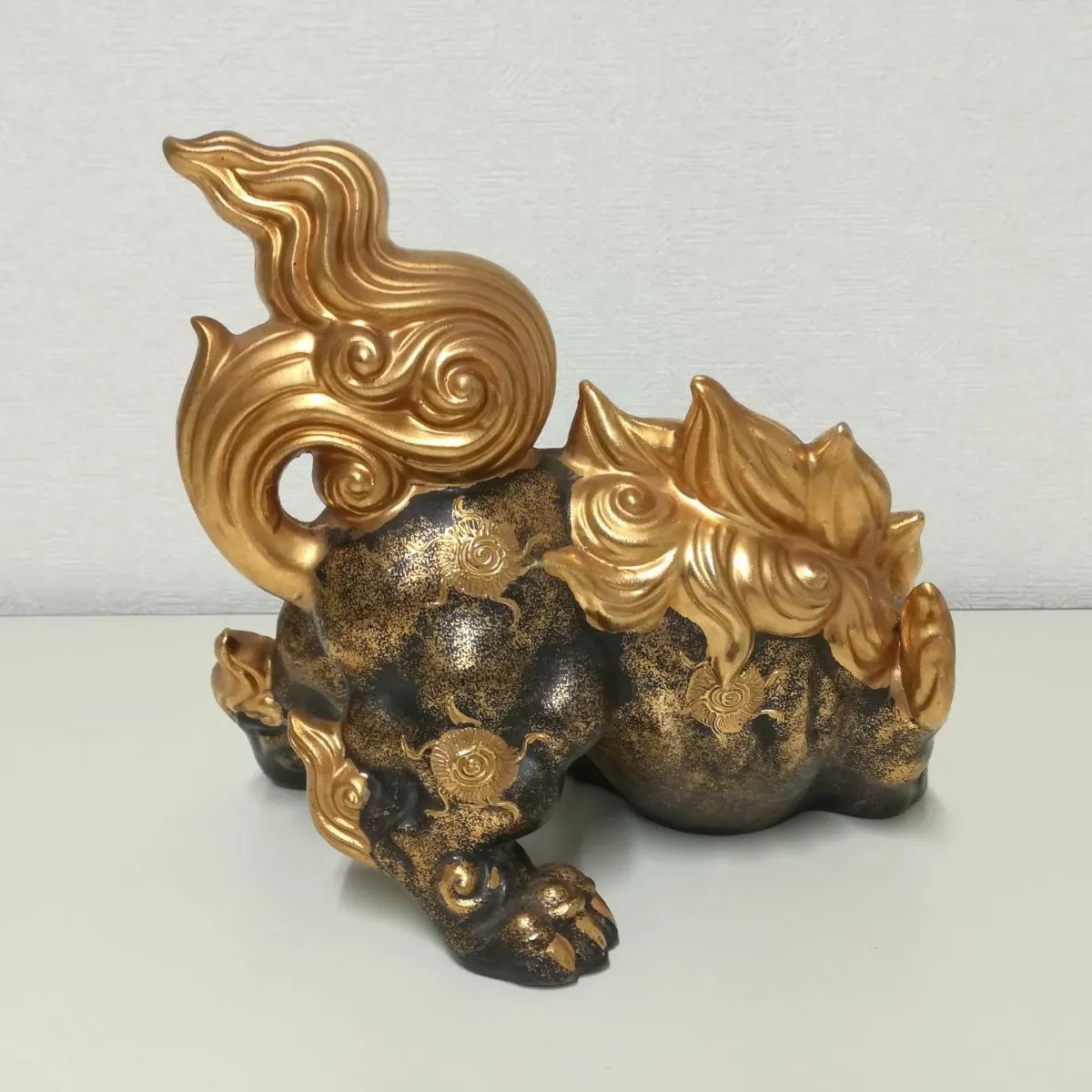 金彩　置物　美術品　陶芸　骨董 九谷焼 金彩 唐獅子 置物 中古 アンティーク 送料無料 2827