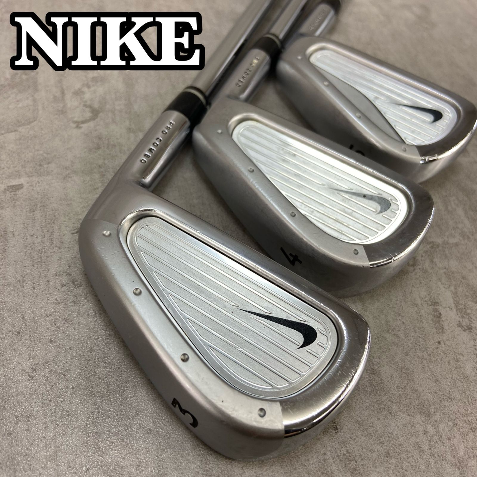 NIKE - NIKE　ナイキ　PRO　COMBO　プロコンボ　メンズゴルフ　ロングアイアン3本セット　スチール　S　右利き用　ハーフキャビティ NIKE ナイキ PRO COMBO プロコンボ メンズゴルフ ロングアイアン