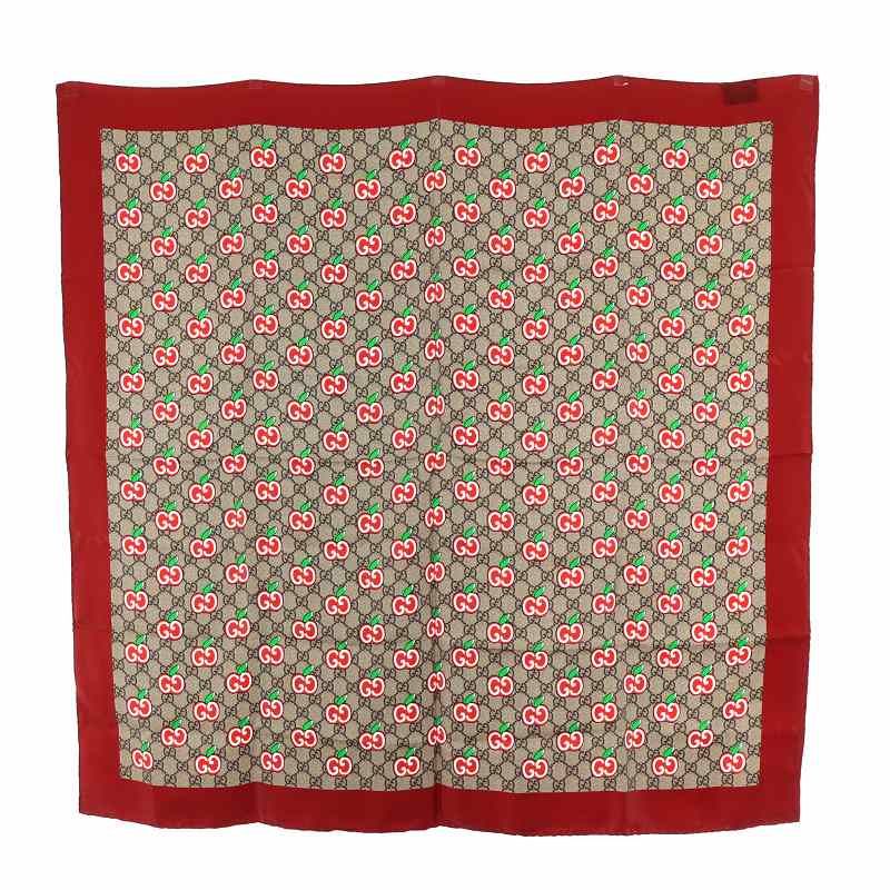 GUCCI GGロゴスカーフ レッド Gucci GG Logo Silk Medallion Scarf Red