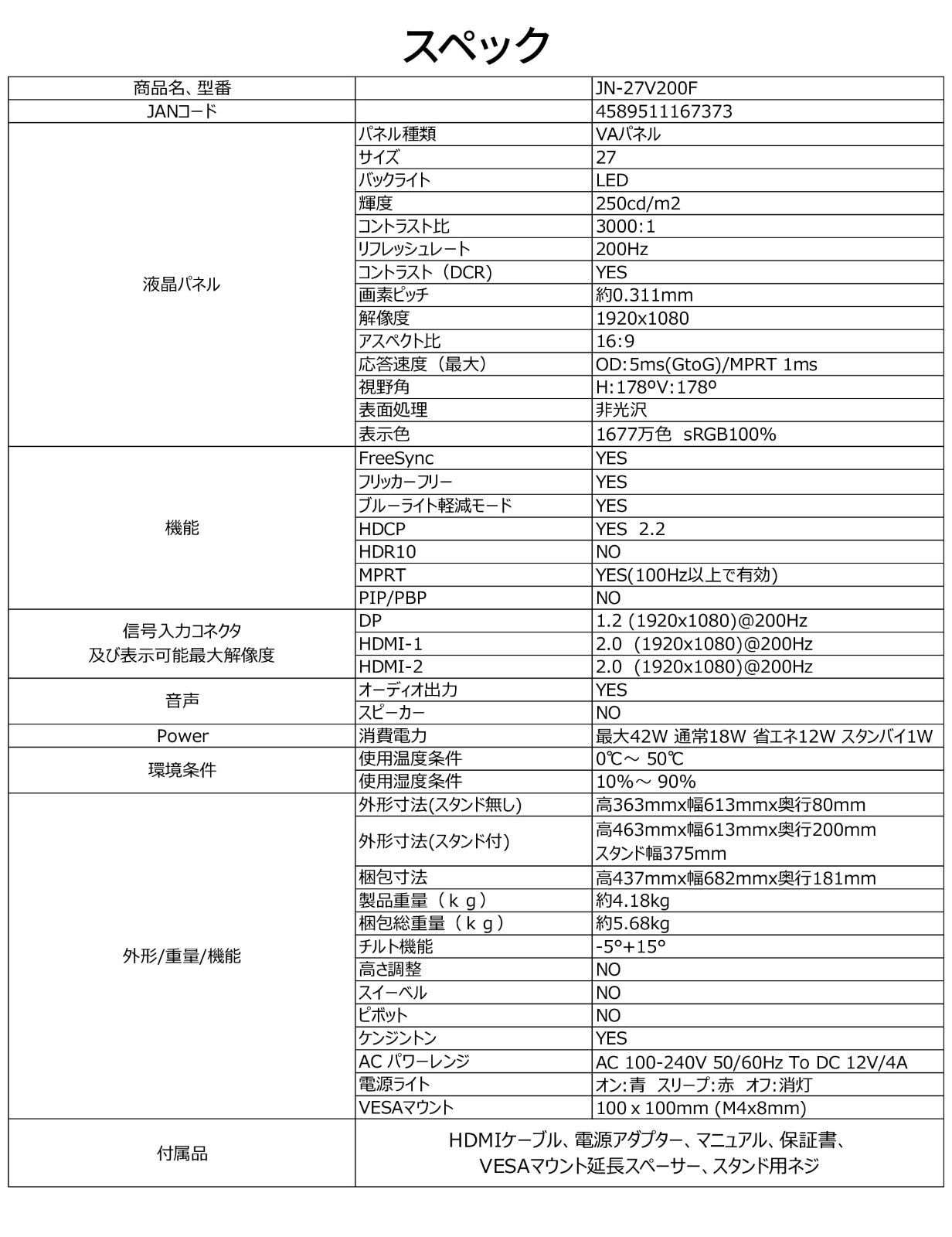 HDMI|DisplayPort|VESA対応|ブルーライトカット 200Hz