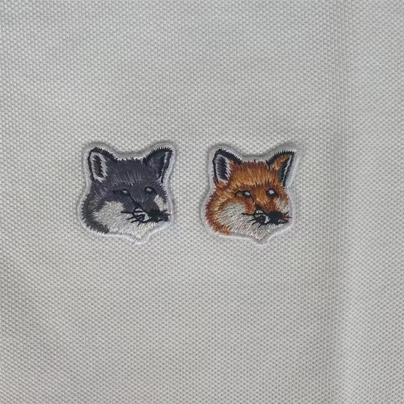 【メゾンキツネ】ダブルフォックスポロシャツ/良品/半袖ポロ/人気/ユニセックス◎ ダブル ボールド フォックスヘッド パッチ コンフォート ポロ