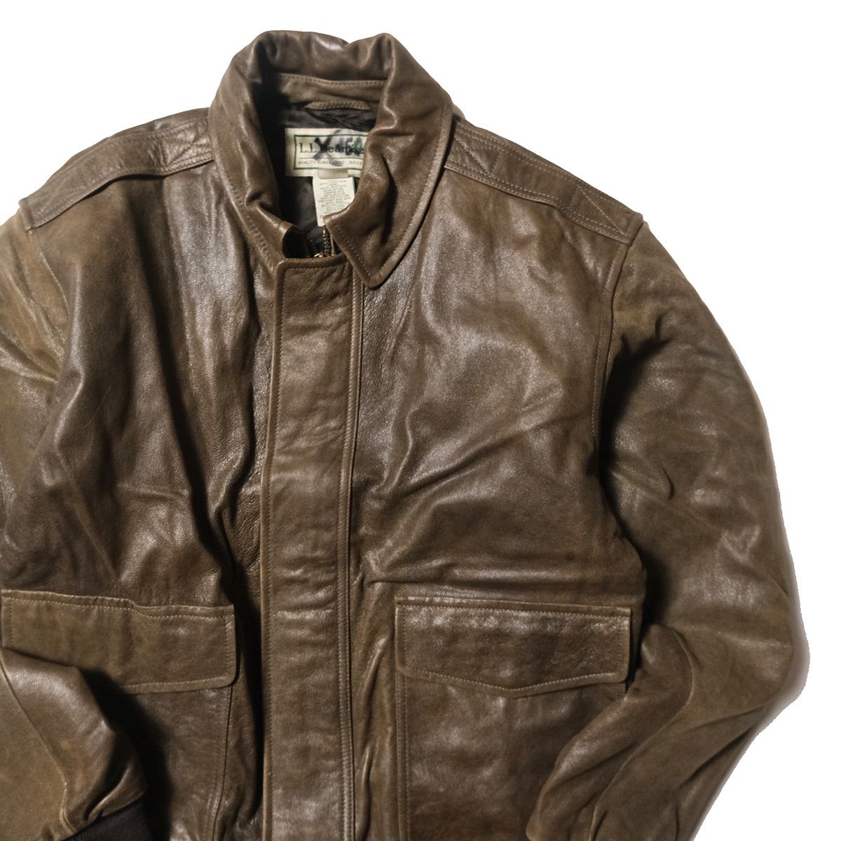 Llbean A-2 フライトジャケット vintage 00's LLビーン A-2タイプ レザー フライトジャケット (L) 茶