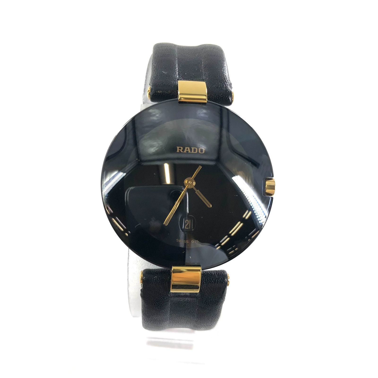 RADO ラドー レディース 腕時計 クポール 黒文字盤 稼働 レザー バンド