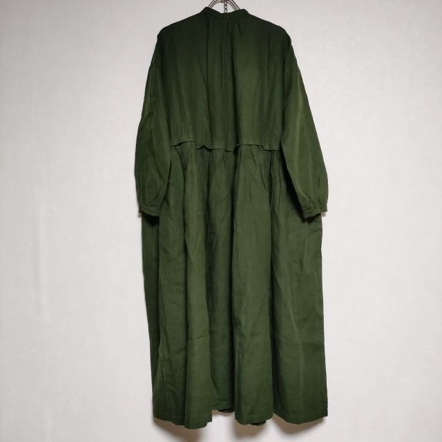 nest Robe  01194-1367-1 リネンタックネックドレス 製品染め ワンピース グリーン レディース ネストローブ【中古】4-0427M∞