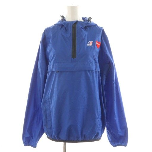 プレイコムデギャルソン PLAY COMME des GARCONS × ケーウェイ K WAY パーカー プルオーバー ハーフジップ ロゴ ハート ナイロン S 青 ブルー |AN23