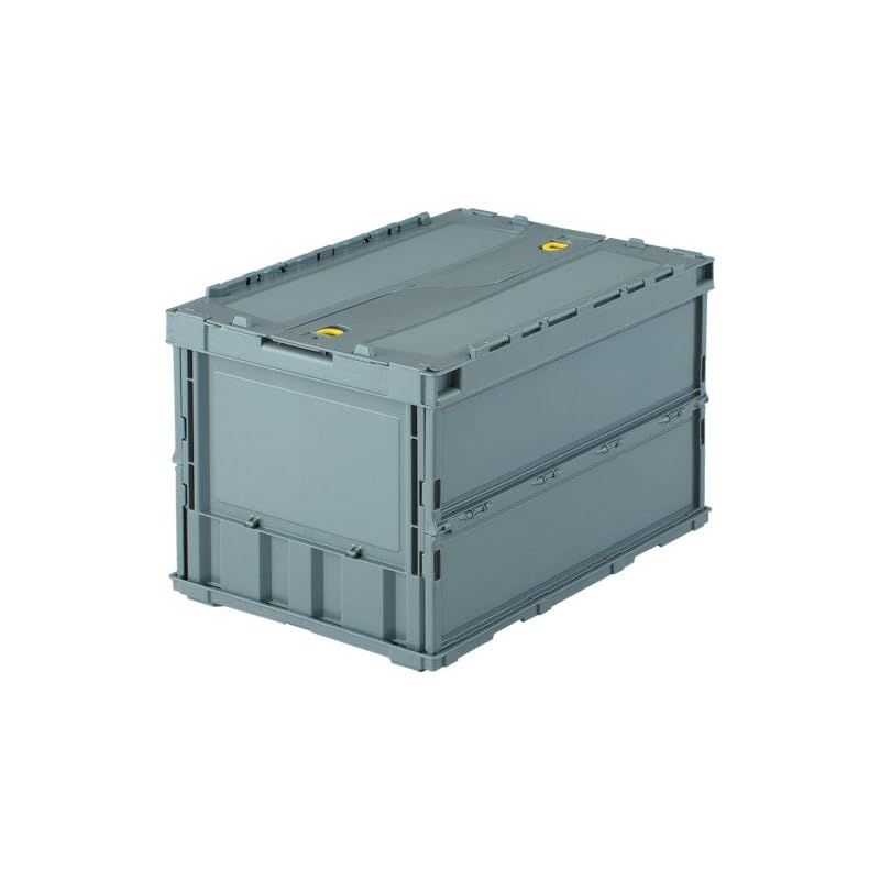 トラスコ中山 TRUSCO 薄型折りたたみコンテナ 収納ケース 収納ボックス グレー 50L ロックフタ付 5個 ケース販売 TRC50B