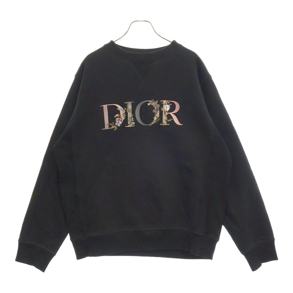 DIOR (ディオール) 21SS FLOWERS フローラルロゴ刺繍 クルーネックスウェット トレーナー ブラック 113J687A0531 -  メルカリ