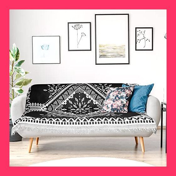 【スタッフおすすめ！】DEWEL マルチカバー おしゃれ ソファカバー 1－2人掛け 長方形 130*180cm ブランケット フリンジ付き 多機能 テーブルクロス ベッドカバー 綿*ポリエステル 滑り止め 水洗い 四季通用