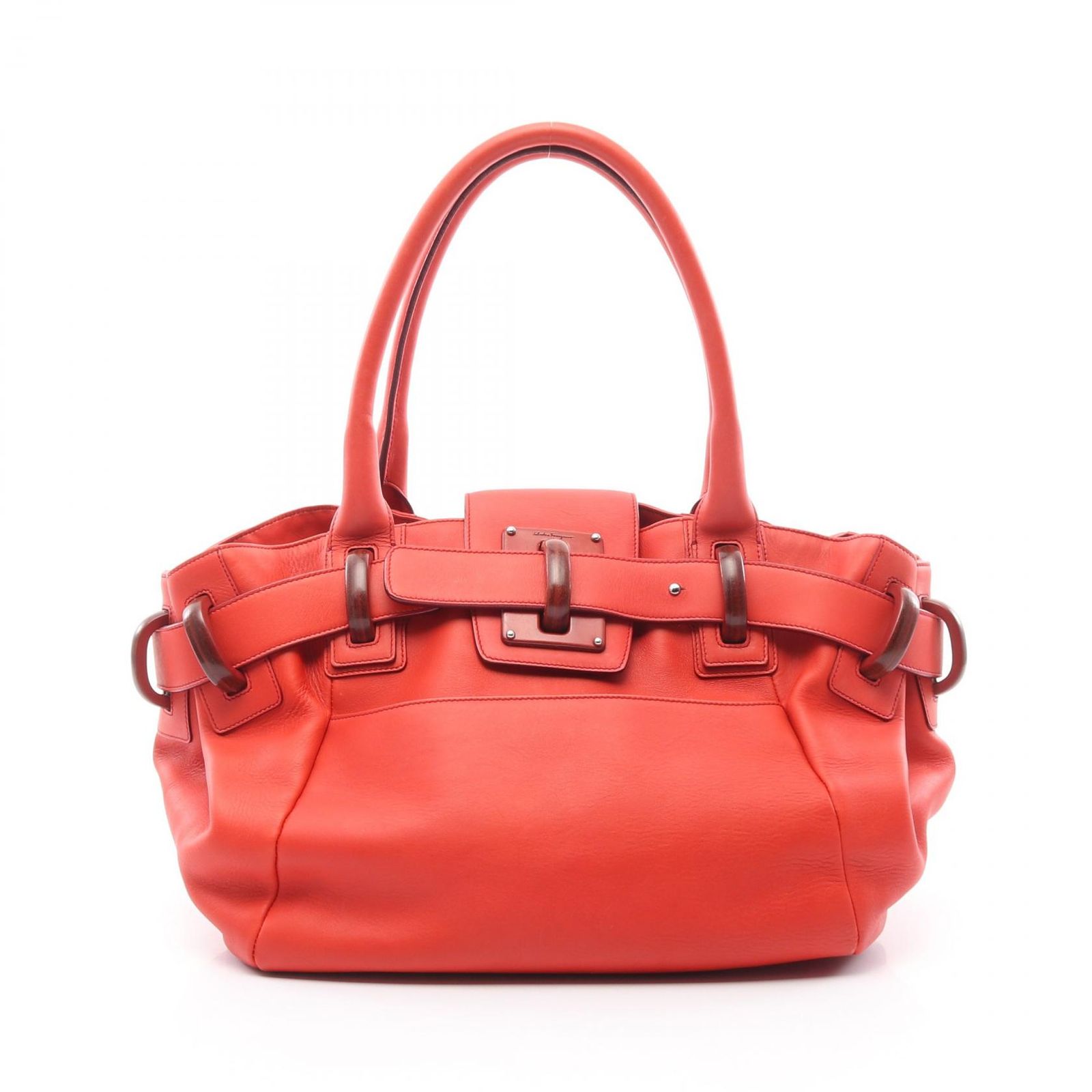 サルヴァトーレフェラガモ Salvatore Ferragamo トートバッグ 21 A015 レッド レザー ハンドバッグ レッド レディース Used B