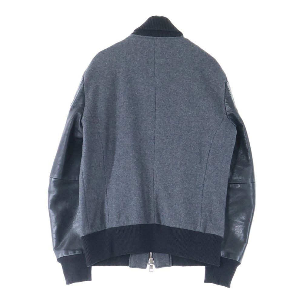 DIET BUTCHER SLIM SKIN ダイエットブッチャー スリムスキン ウールジャケット 袖レザー切り替え ダブルジップジャケット グレー