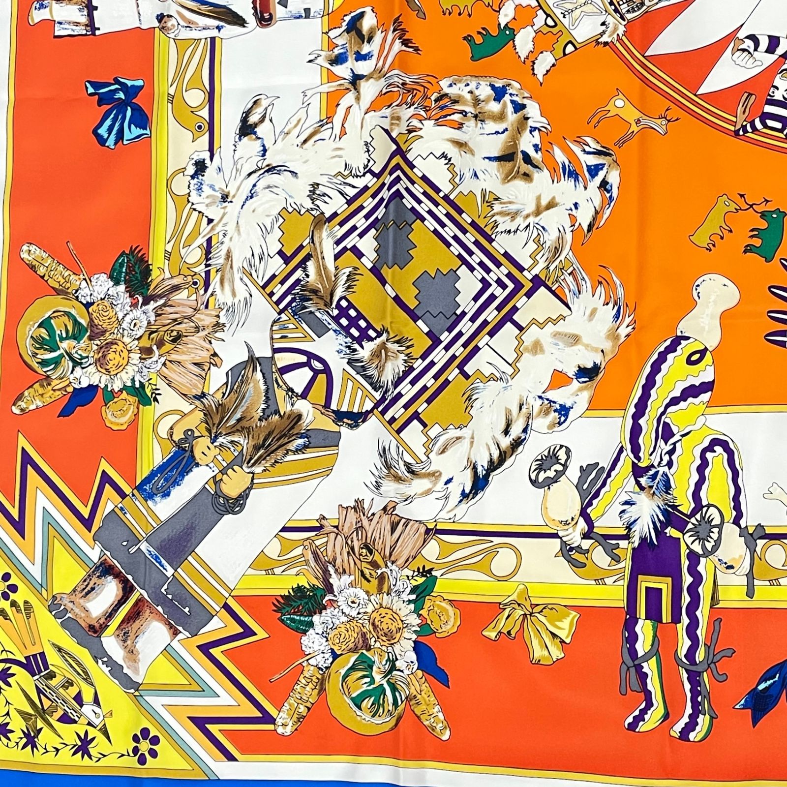 新品同様 HERMES エルメス スカーフ シルク 大判 カレ140 カチナ