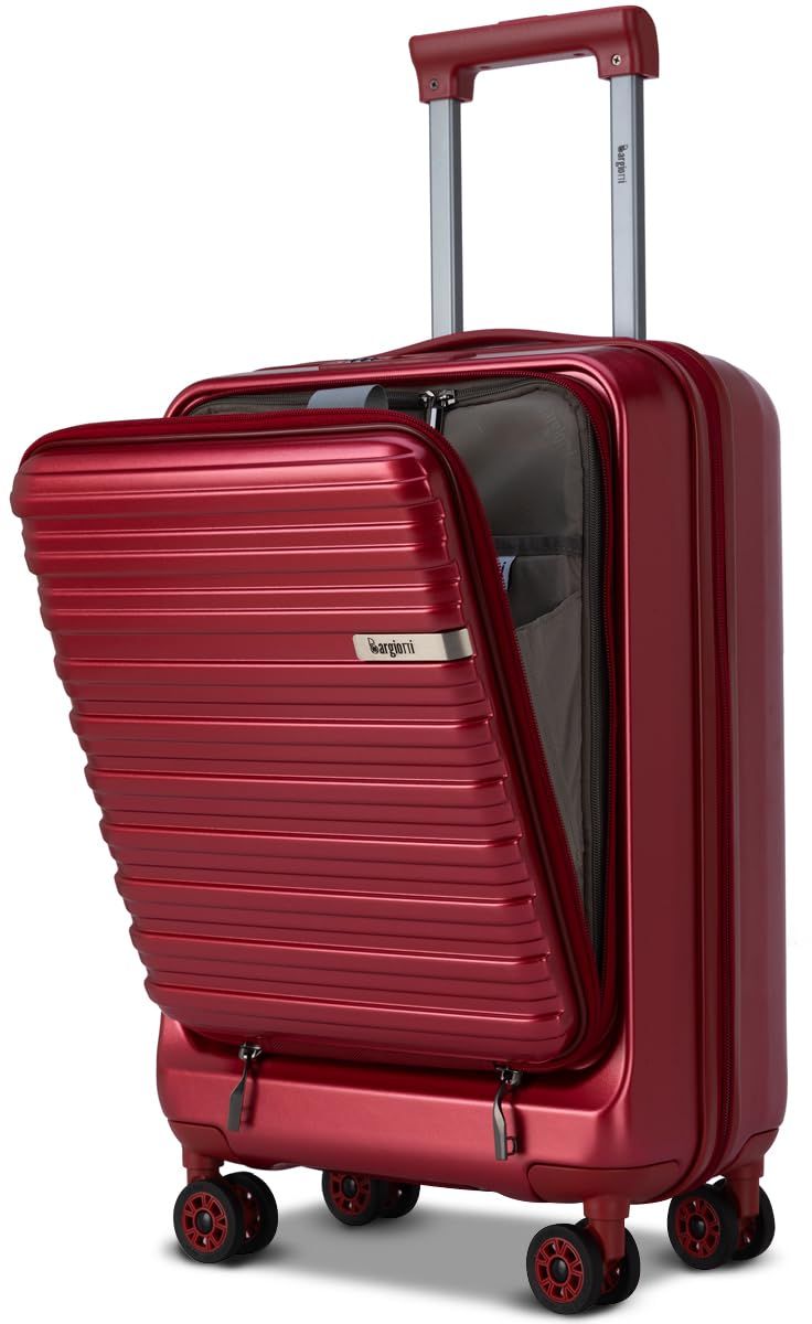 Bargiotti スーツケース フロントオープン キャリーケース 拡張機能付き 前開き 機内持ち込み キャリーバッグ ABS PC 耐衝撃 静音 軽量 日乃本キャスター マルーン Sサイズ 45L容量