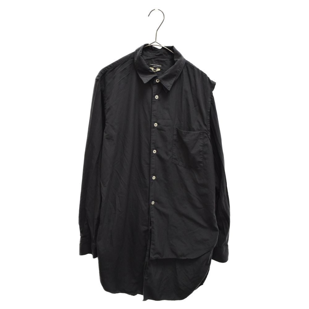 COMME des GARCONS HOMME PLUS (コムデギャルソンオムプリュス) 19AW SPUN BROAD GARMENT  TREATED SHIRT PD-B017 ドッキングレイヤード長袖シャツ ブラック - メルカリ