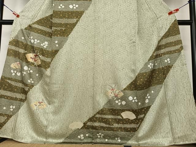 平和屋着物○訪問着 絞り 刺繍 地紙花文 暈し染め 金彩 金糸
