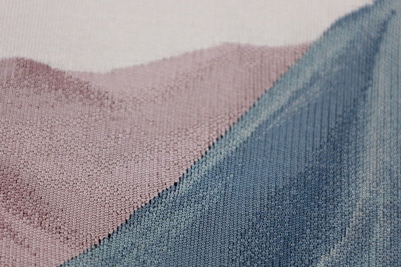 爪かき本綴名古屋帯　浅田綴　グレー　藍　薄紫　薄ピンク　アンデス山A 爪かき本綴名古屋帯 浅田綴 グレー 藍 薄紫 薄ピンク アンデス山A