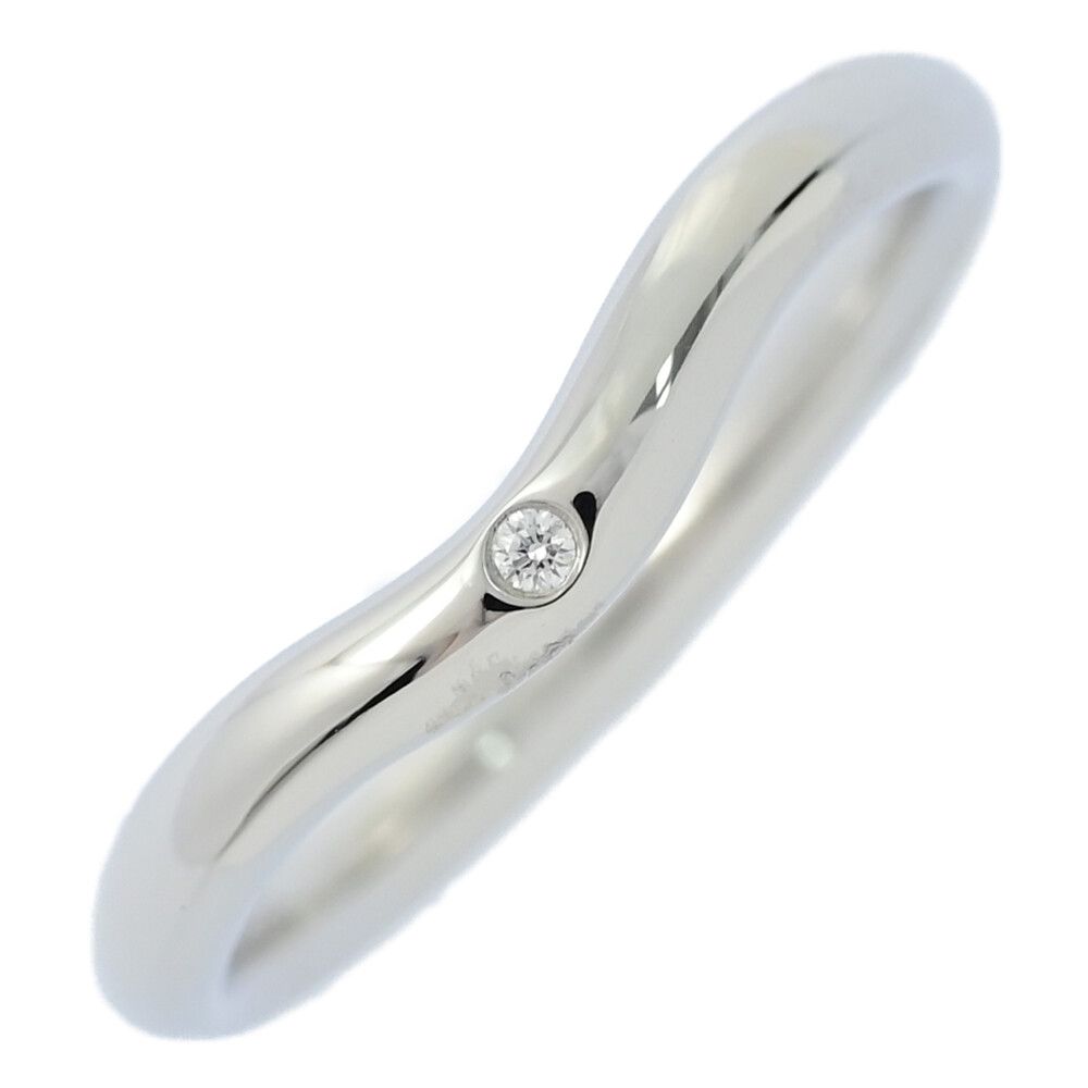 TIFFANY＆Co. ティファニー カーブド バンド 1P ダイヤモンド リング 指輪|Pt950-3.8g|9号| 49|プラチナ|プレゼント|記念日 ♀ S レディース 581820