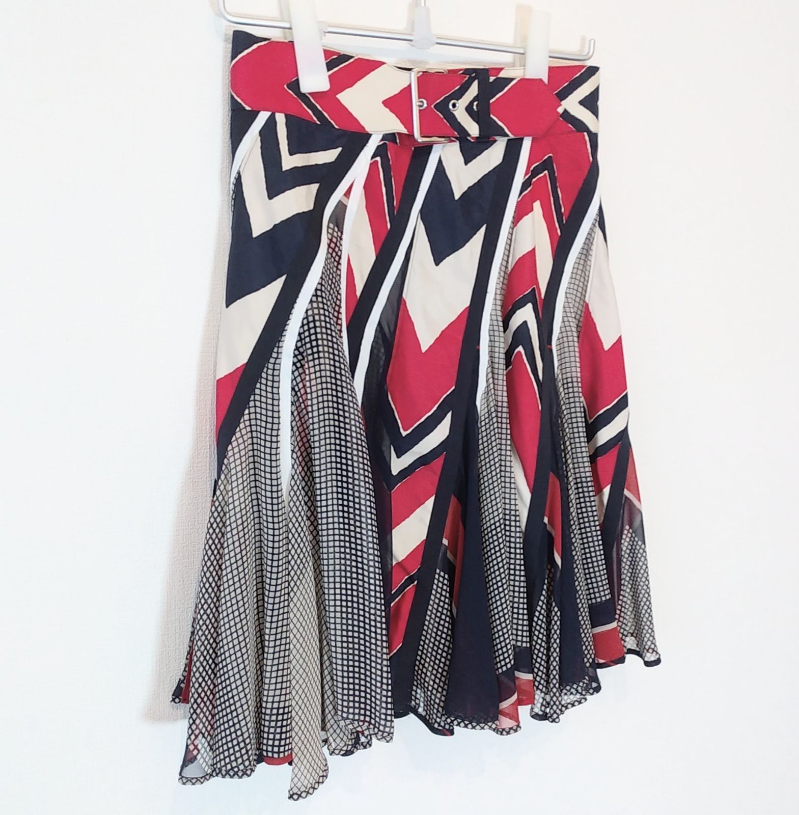 サイズ1 アシンメトリープリーツスカート シフォン素材 sacai サカイ 異素材 巻きスカート