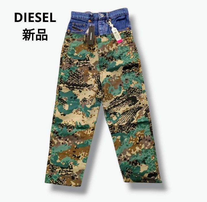 新品】DIESEL デニム レイヤードデザイン カモフラージュ柄 切替