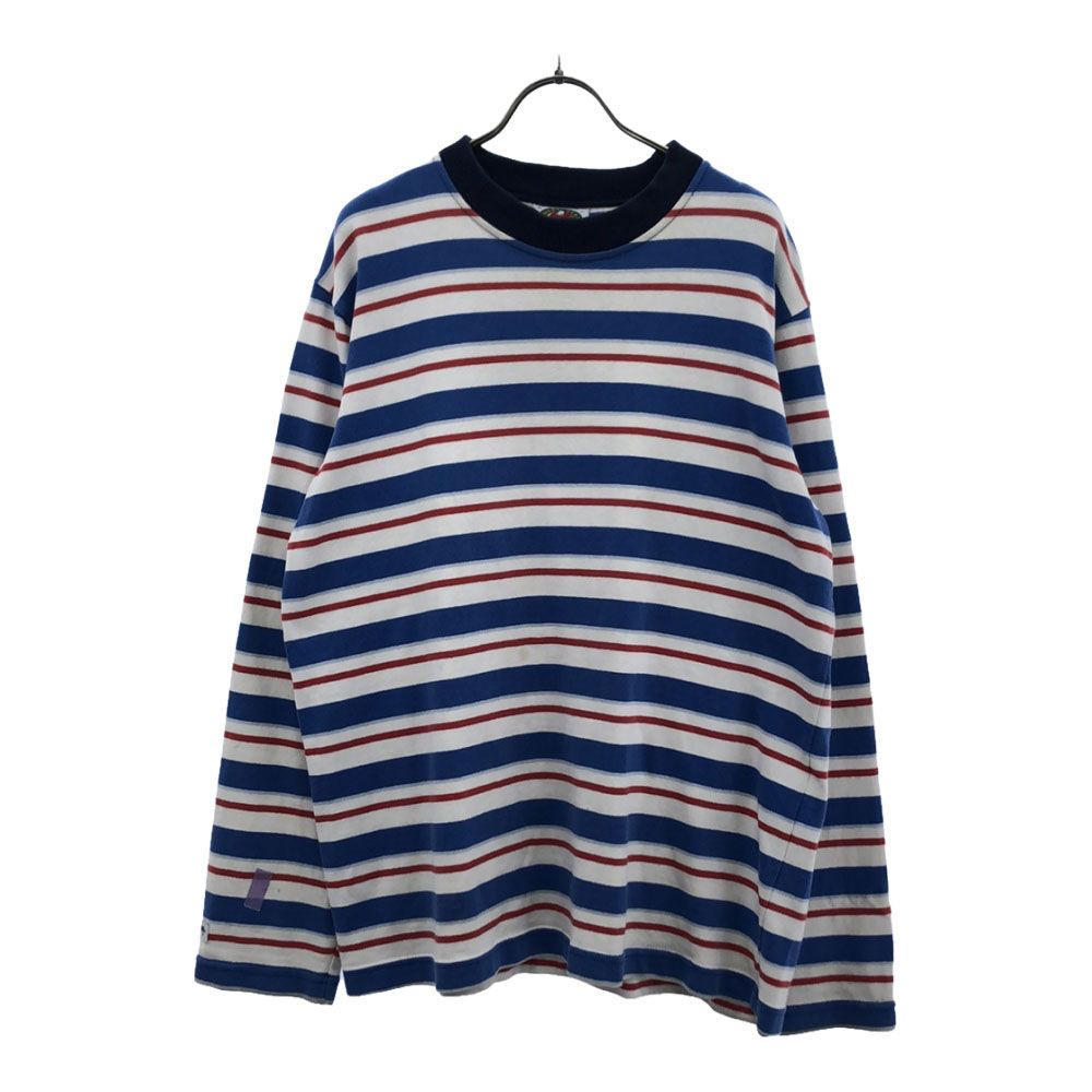 バーバリアン ボーダーロンT ブルー×ブラウン 2XL