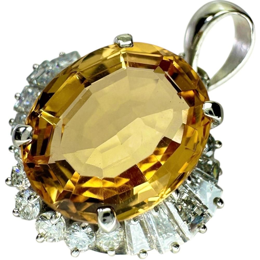 インペリアルトパーズ 4.74ct ダイヤモンド 0.94ct ペンダント