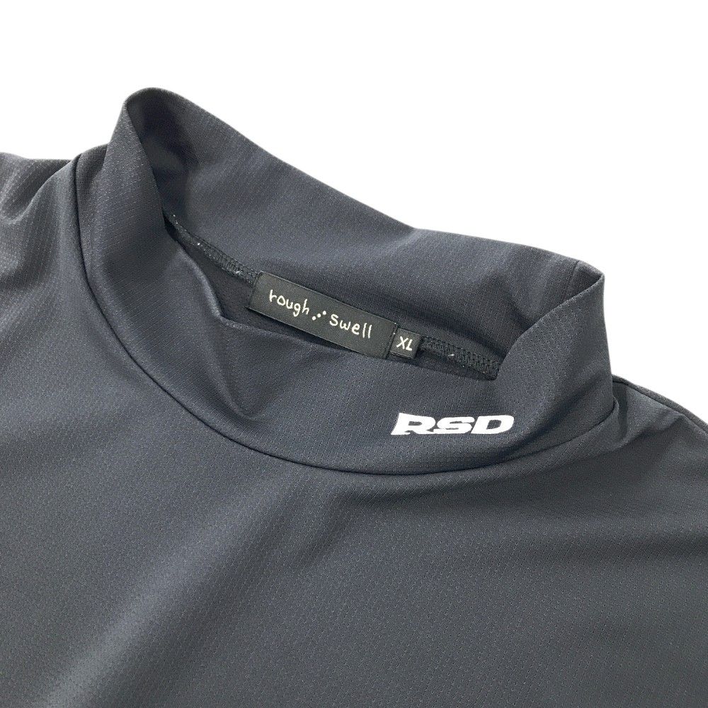 サイズ：XL ROUGH&amp;SWELL ラフアンドスウェル  モックネック 半袖Tシャツ  ブラック系 [240101439051] ゴルフウェア メンズ ストスト ROUGH&SWELL ラフアンドスウェル モックネック 半袖Tシャツ