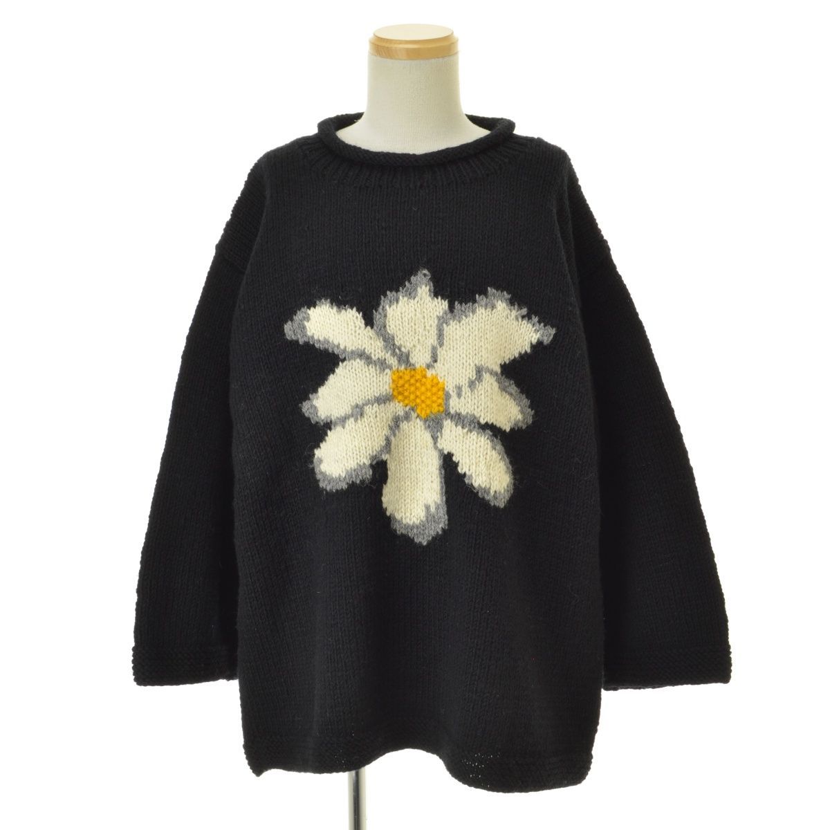 Macmahon Woolen / マクマーン ウーレン フラワー ロールネック 長袖ニットセーター MacmahonWoolen】フラワー ロールネック長袖ニットセーター