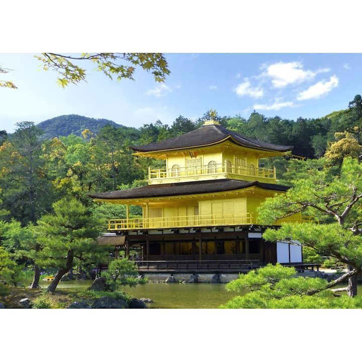 絵画風 壁紙ポスター (はがせるシール式) 金閣寺 鏡湖池 鹿苑寺 室町時代 北山文化 キャラクロ KKJ-001A2 (A2版 594mm×420mm) ＜日本製＞ ウォールステッカー お風呂ポスター