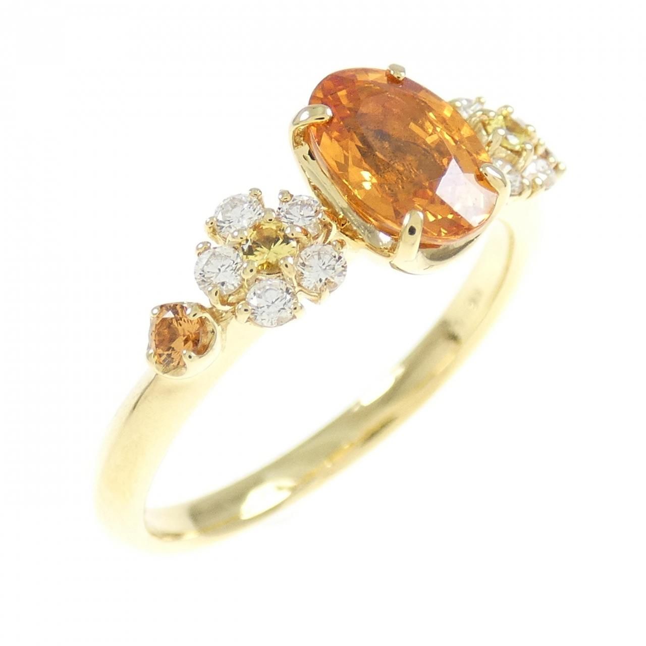 K18YG ガーネット リング 1.05CT K18YG マンダリンガーネット リング