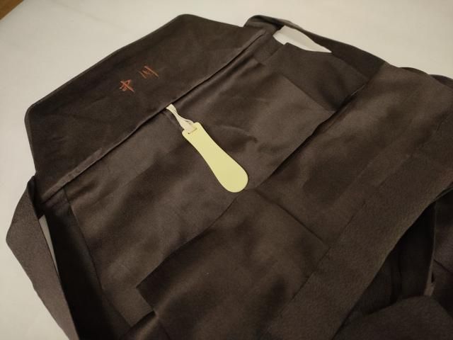 平和屋着物○男性 馬乗り袴 色無地 憲法黒茶色 正絹 逸品 AAAW5246br 平和