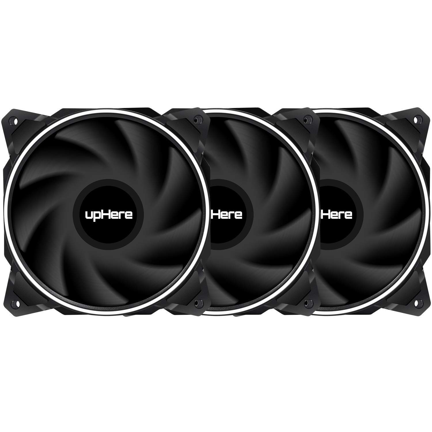 新品 upHere 120mm PCケースファン 前後両面白色LED 25mm厚 3PINコネクタ 静音 3本【EN12WT3…