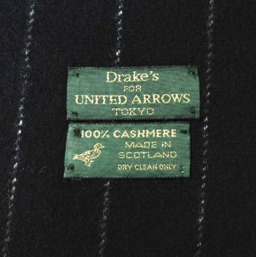 ドレイクス　スコットランド製　アローズ別注　カシミアチェックマフラー Drake's x UNITED ARROWS ドレイクス ユナイテッドアローズ 別注