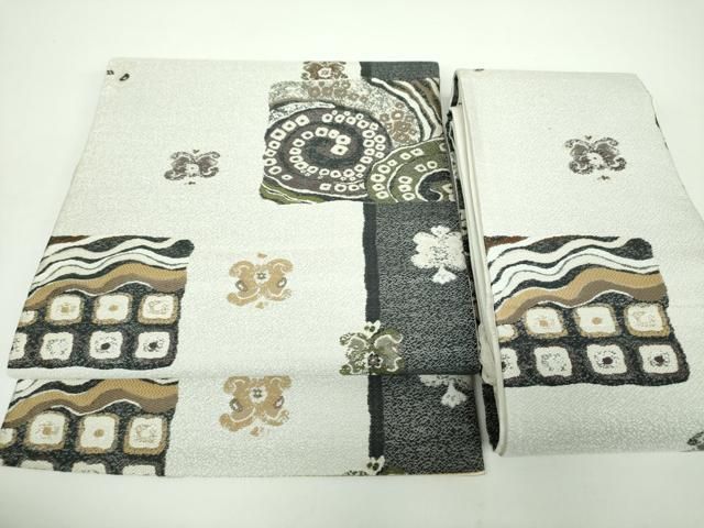平和屋着物●つけ帯 抽象花文 正絹 DAAX4241ps