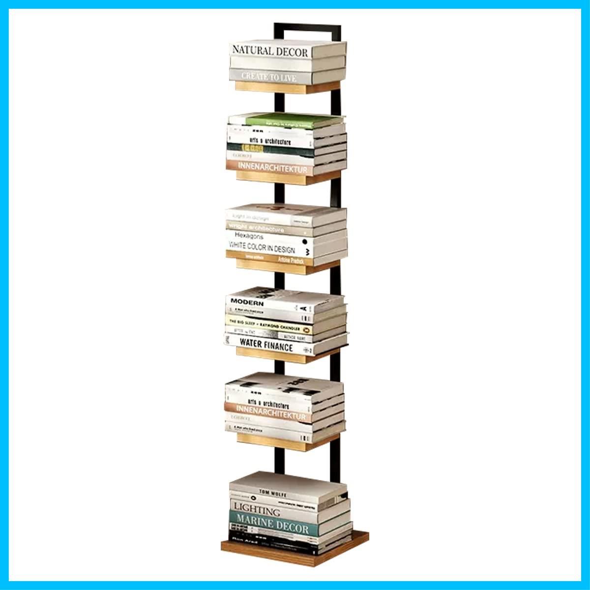 キッチン収納 オフィス 組立簡単 省スペース スチールフレーム 木製棚板 書棚 シェルフ オープンラック 収納棚 収納棚 収納ラック 隙間収納 幅30cm×高さ143cm インテリア おしゃれ 最新式 大容量 ブックタワー 6段 スリム 本棚