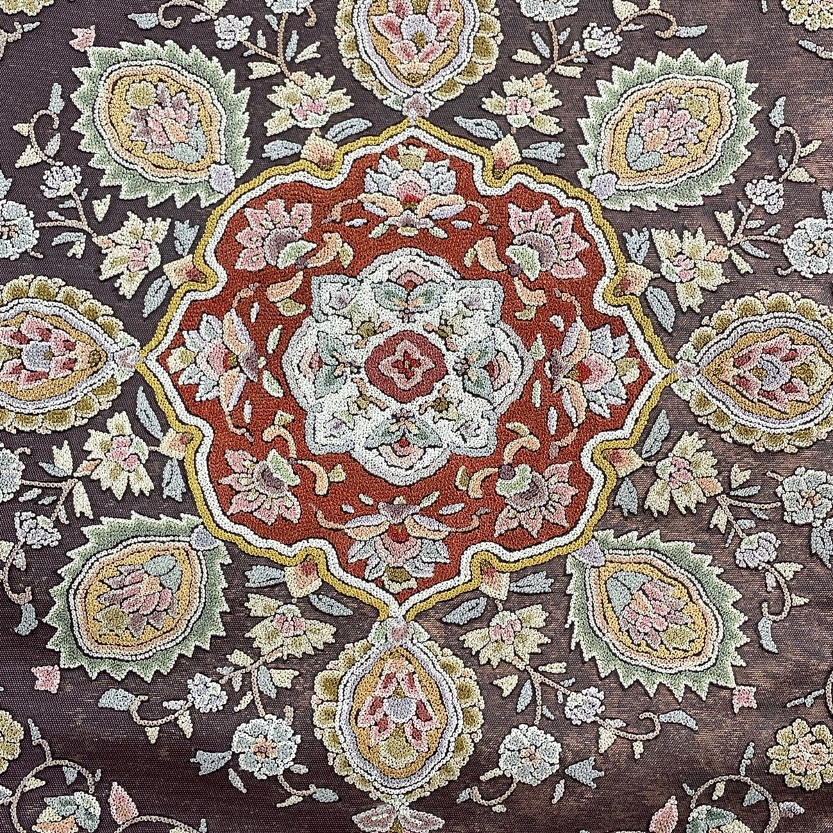 正絹　お太鼓柄袋帯　蘇州刺繍 中古】 袋帯 蘇州刺繍 リサイクル レディース 正絹 桃 御所車