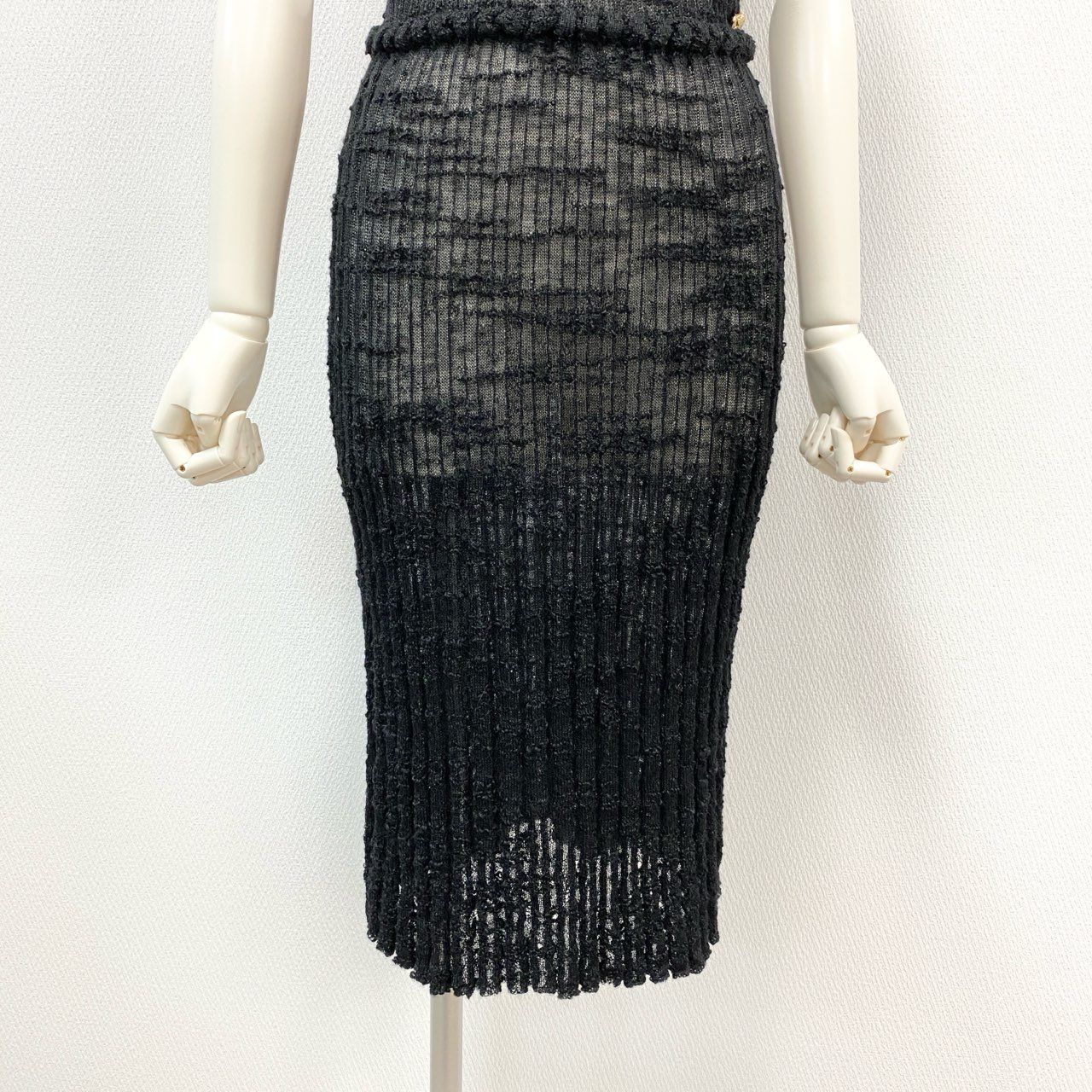 34i18《美品》 CHANEL シャネル アルパカ メッシュニット ドレス 