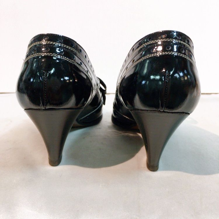 ✨美品✨銀座ヨシノヤ ウエッジヒール エナメル パンプス リボン 24cm ✨美品✨銀座ヨシノヤ ウエッジヒール エナメル パンプス リボン